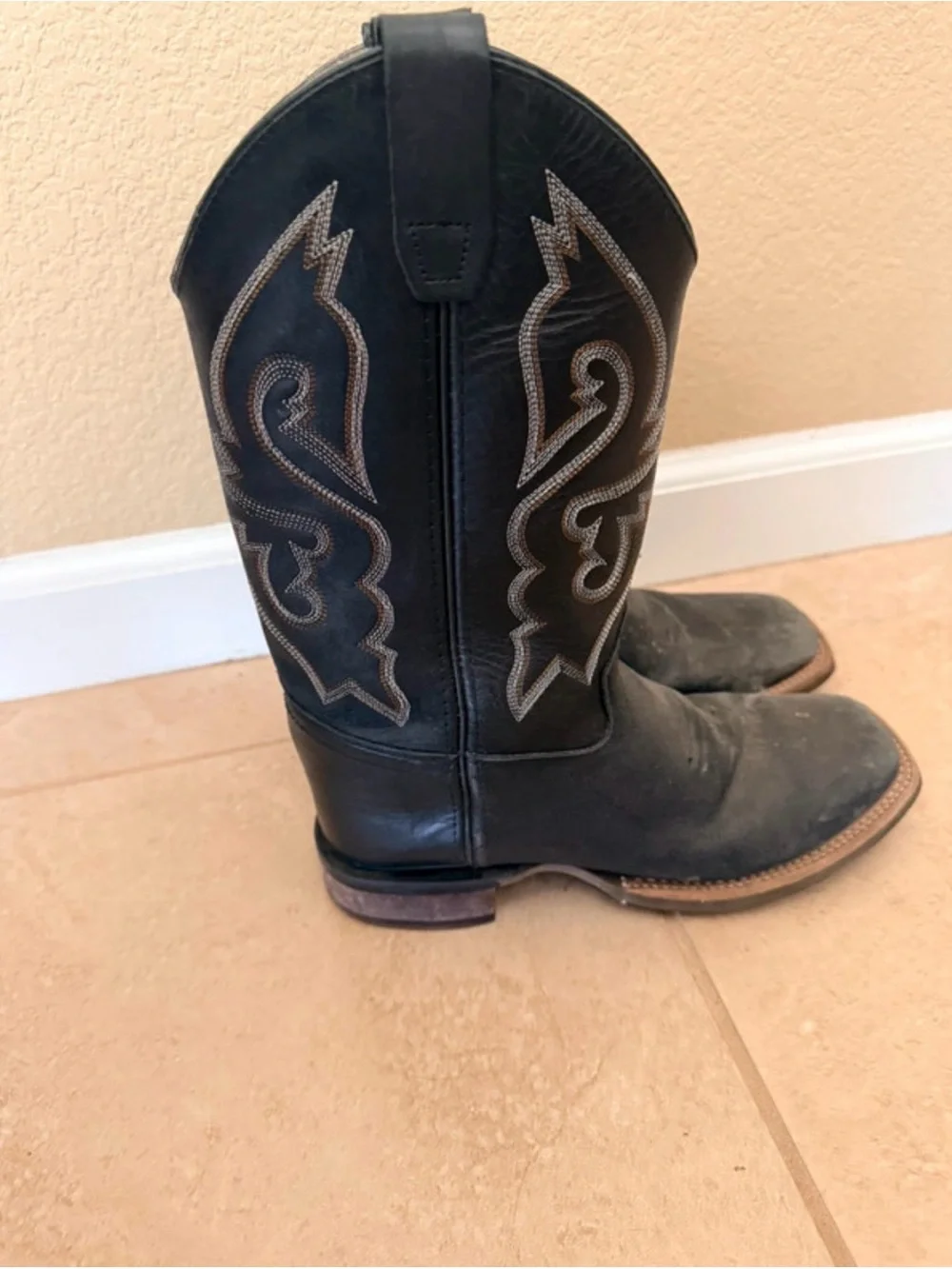 Men's Black Leather Western Boots